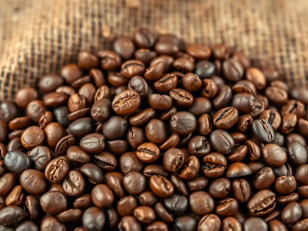 A close-up shot of organic coffee beans, emphasizing their natural and unadulterated quality. The image should convey a sense of purity and sustainability.