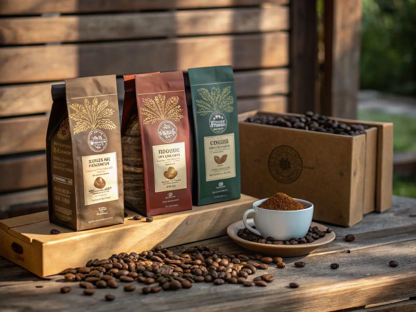 An elegant gift box filled with assorted coffee bags and a personalized note, showcasing Tunungua Farms' delightful coffee gift sets.