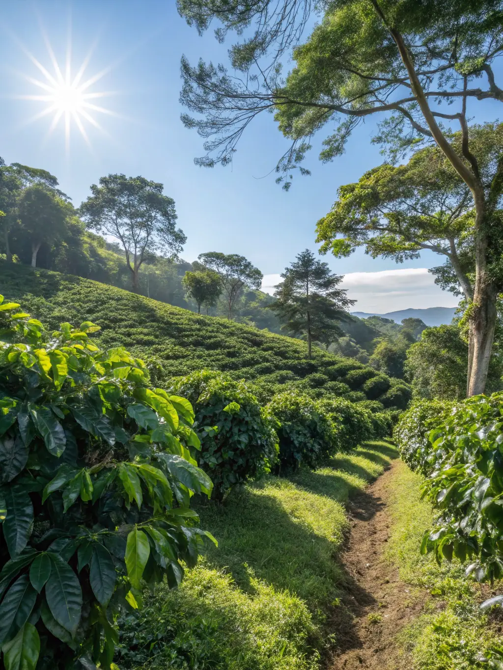 A visually appealing image of Costa Rican Tarrazu coffee beans, showcasing their bright color and uniform size, with a lush green coffee plantation in the background.